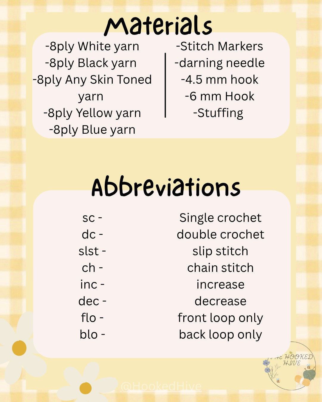 Honey-Clover Bee Amigurumi Doll Crochet Pattern: Materials, Abbreviations & Instructions