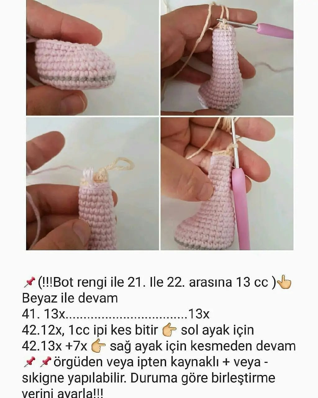 Hướng dẫn chi tiết cách móc búp bê amigurumi Bella Bebek với mái tóc tím và váy xám