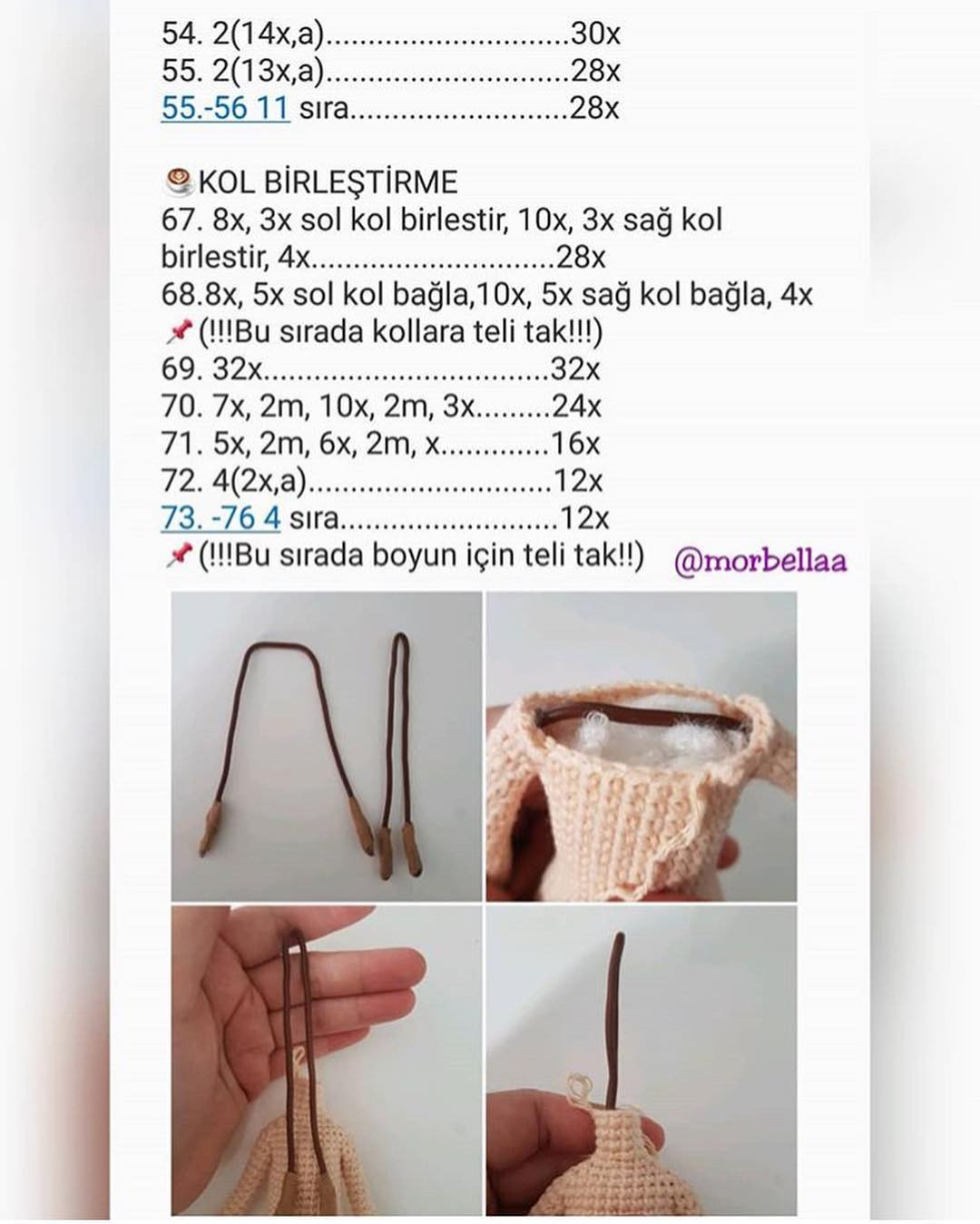 Hướng dẫn chi tiết cách móc búp bê amigurumi Bella Bebek với mái tóc tím và váy xám