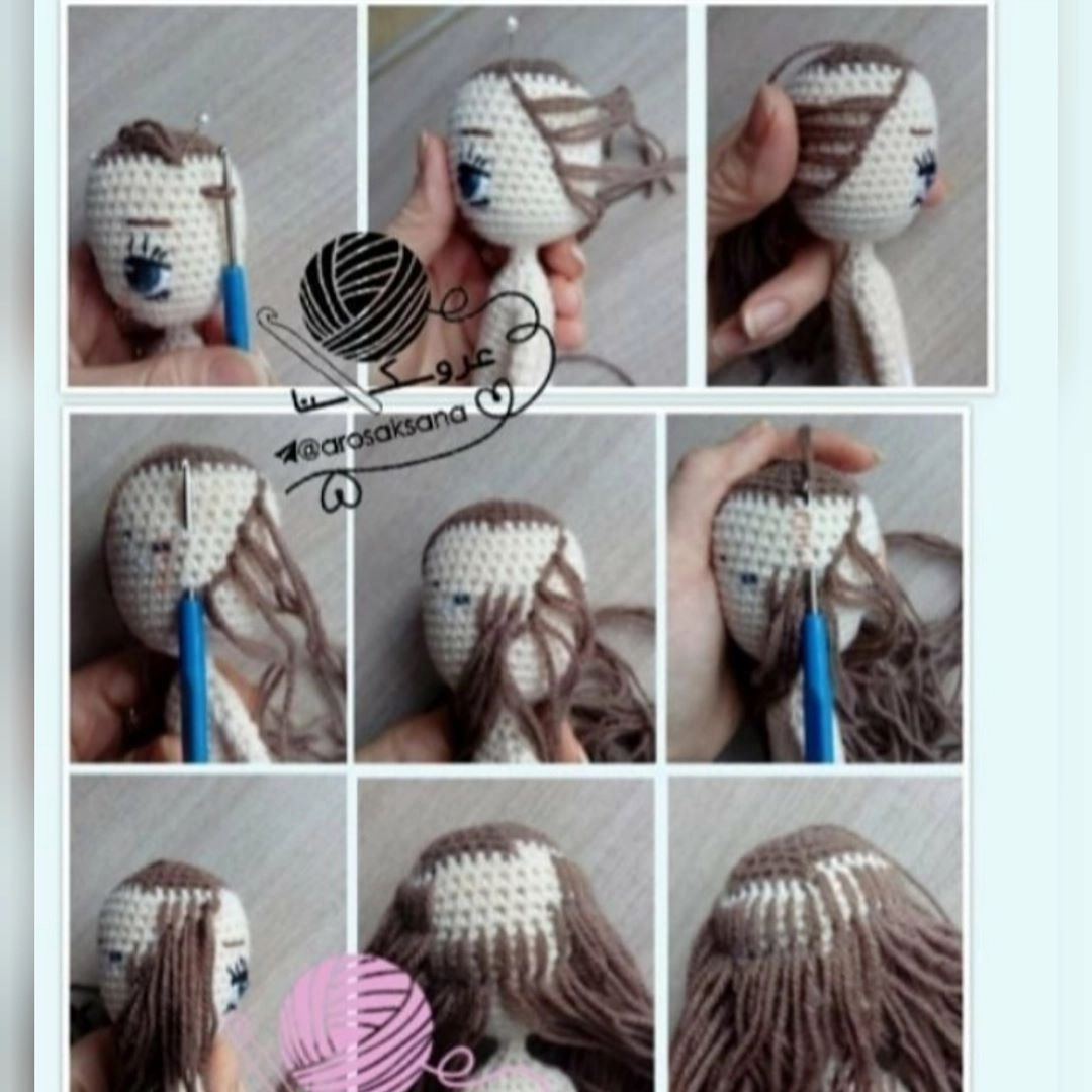 Hướng dẫn chi tiết cách móc búp bê Amigurumi nữ với váy nhiều màu sắc và gấu bông
