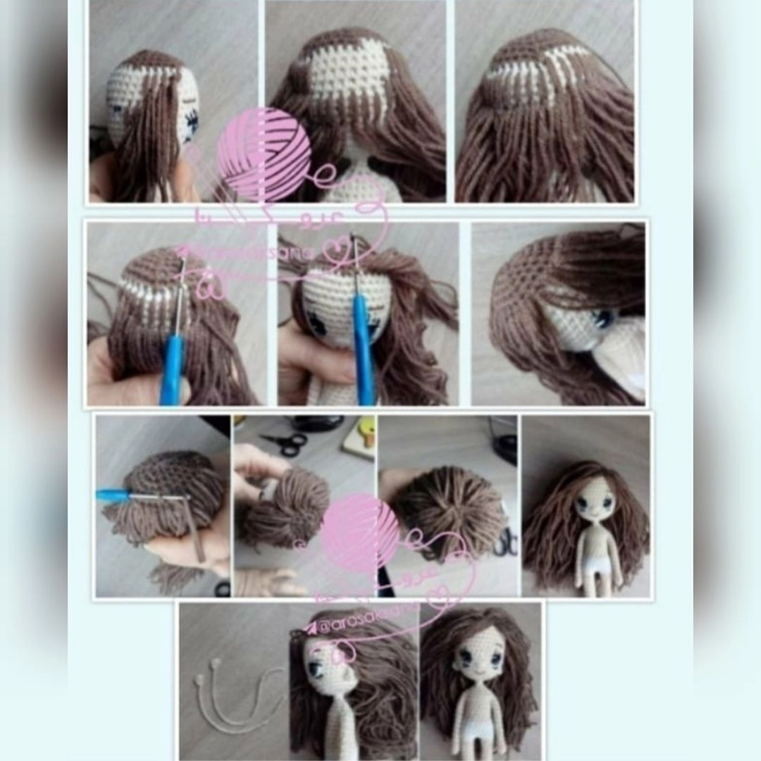 Hướng dẫn chi tiết cách móc búp bê Amigurumi nữ với váy nhiều màu sắc và gấu bông