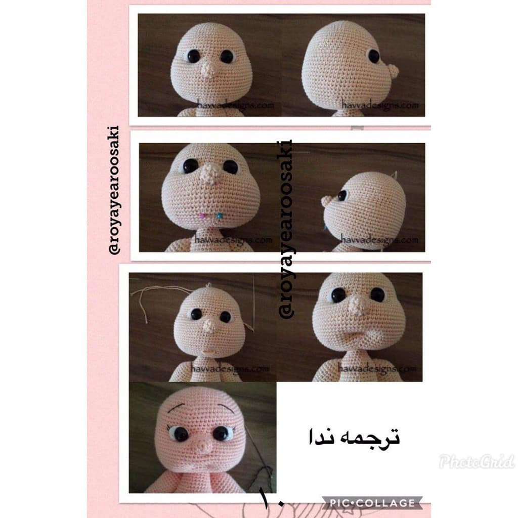 Hướng dẫn chi tiết cách móc búp bê amigurumi tóc đỏ với kính viễn vọng