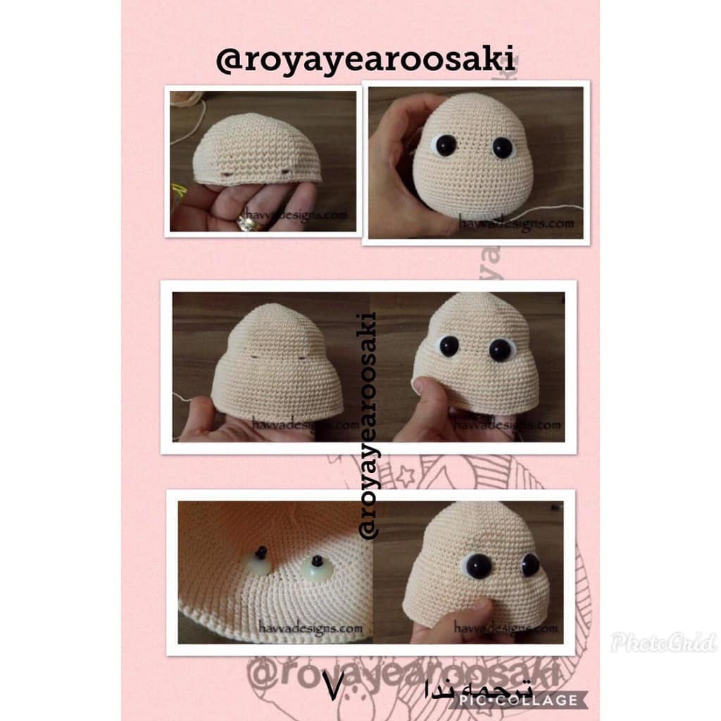 Hướng dẫn chi tiết cách móc búp bê amigurumi tóc đỏ với kính viễn vọng