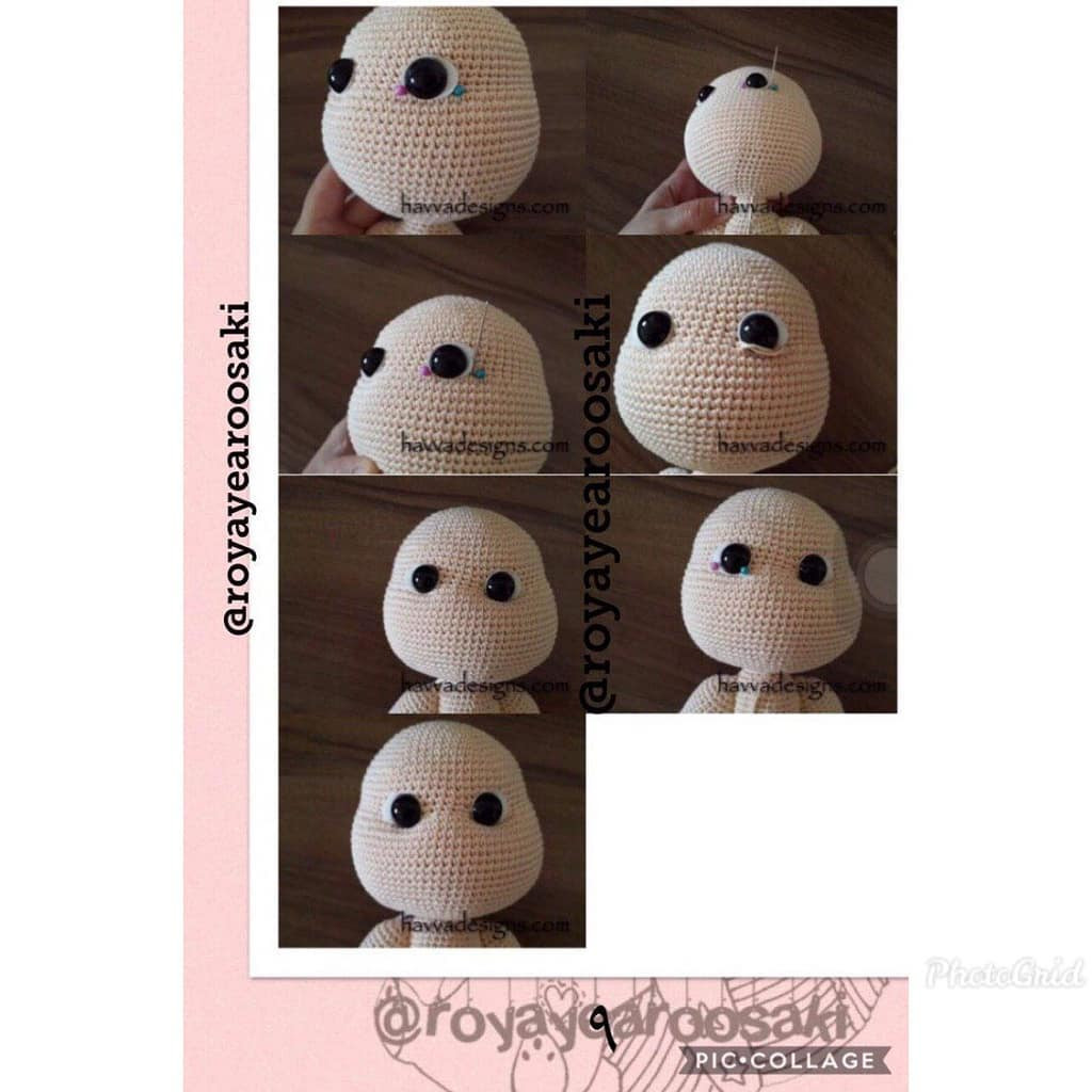 Hướng dẫn chi tiết cách móc búp bê amigurumi tóc đỏ với kính viễn vọng