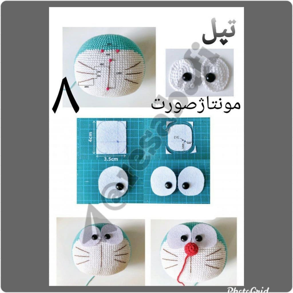 Hướng dẫn chi tiết cách móc búp bê Doraemon màu xanh trắng
