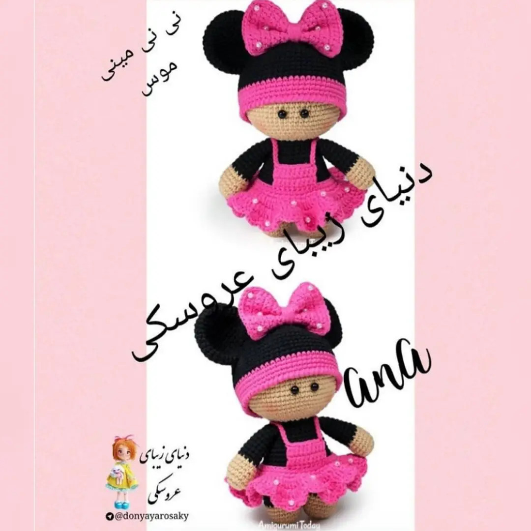 Hướng dẫn chi tiết cách móc búp bê Minnie Mouse phiên bản đen hồng