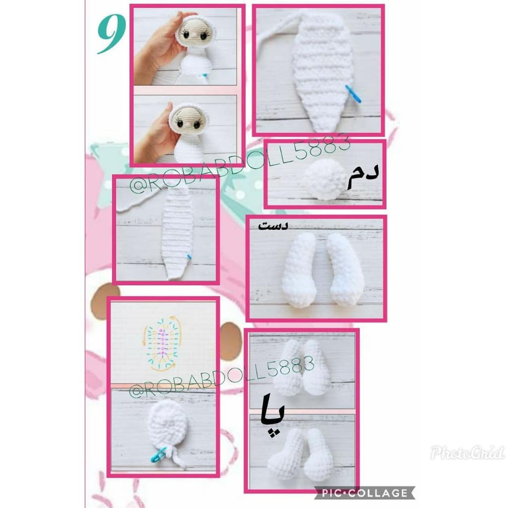 Hướng dẫn chi tiết cách móc búp bê thỏ amigurumi dễ thương màu tím và xanh ngọc