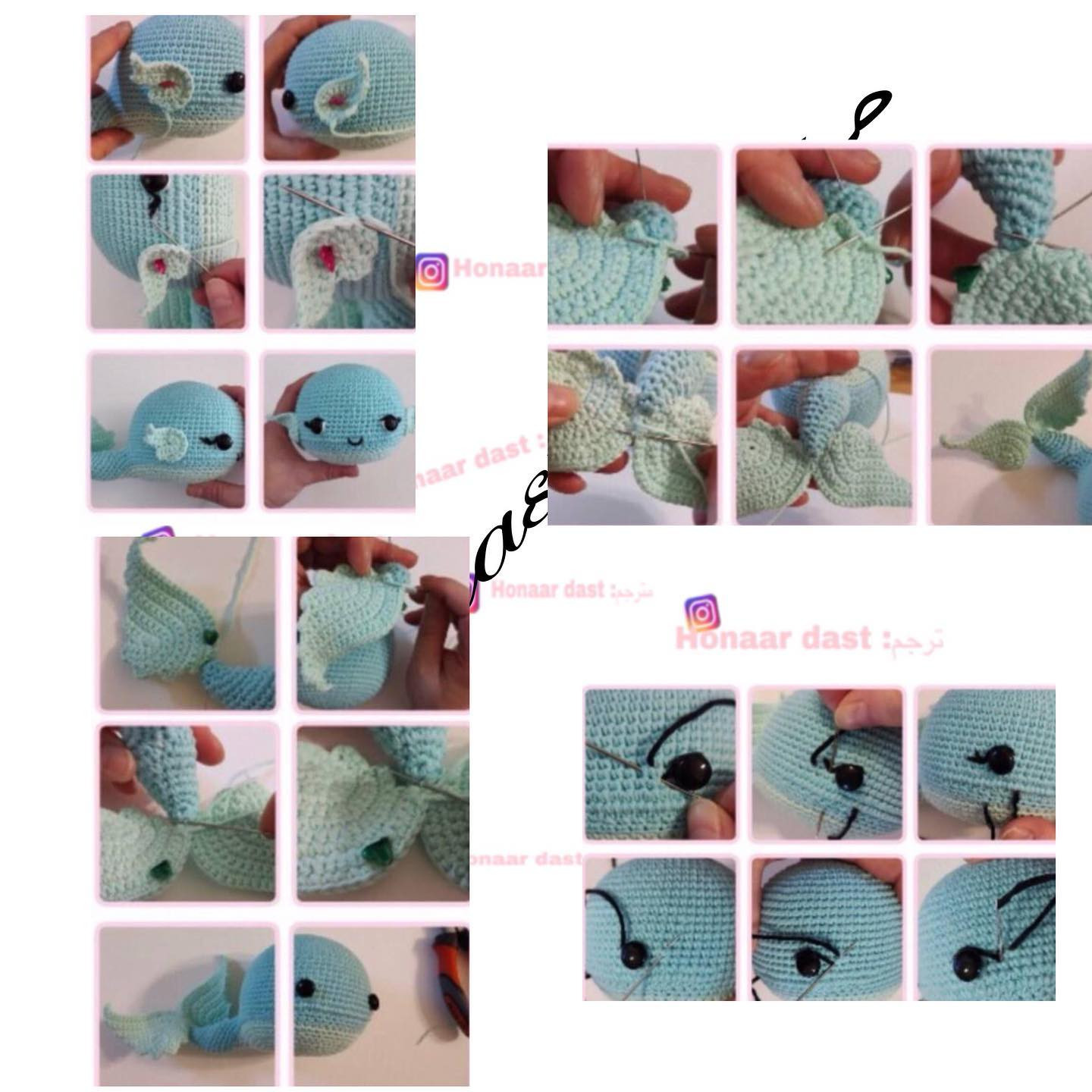 Hướng dẫn chi tiết cách móc len cá heo xanh ngọc dễ thương với hoa và sao biển