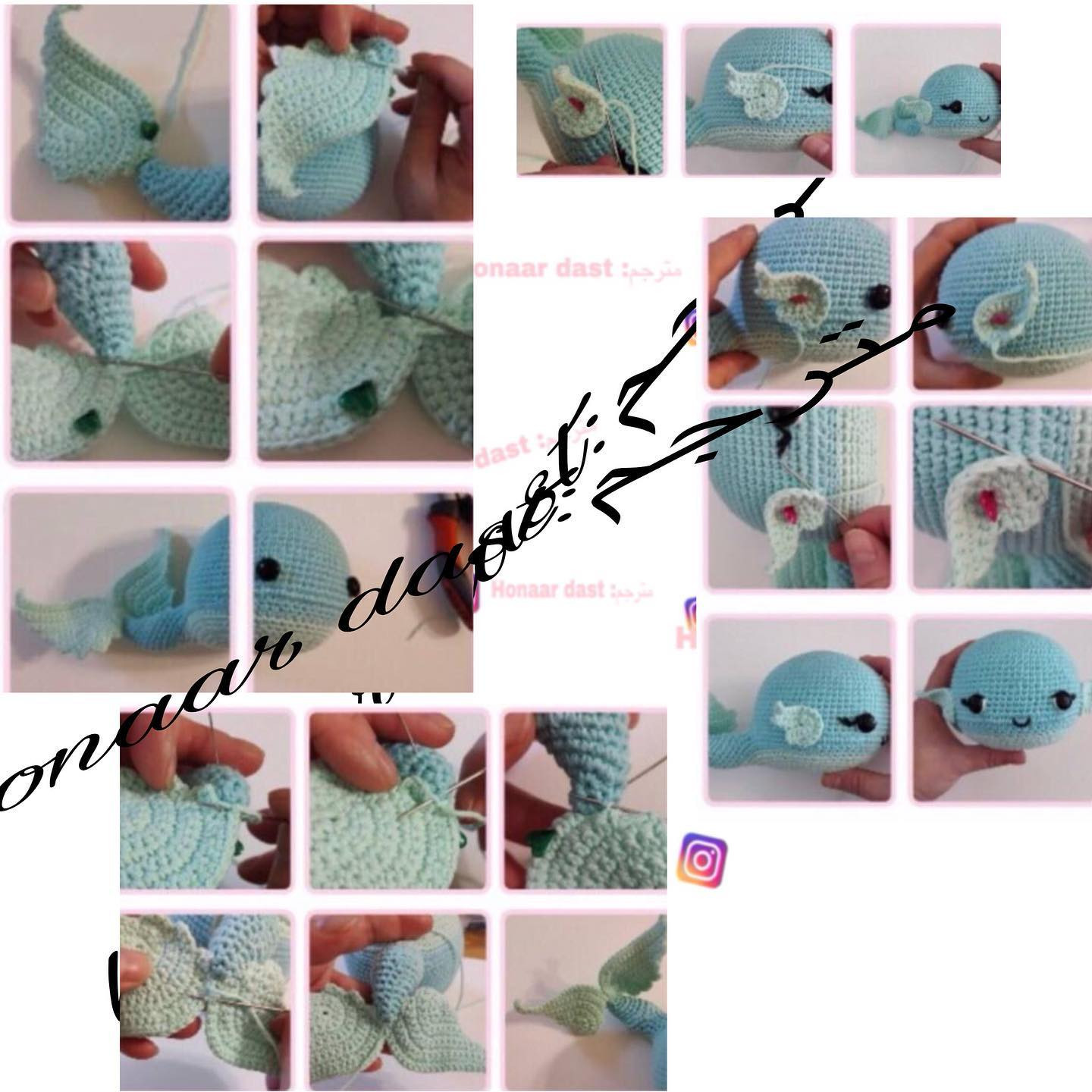 Hướng dẫn chi tiết cách móc len cá heo xanh ngọc dễ thương với hoa và sao biển