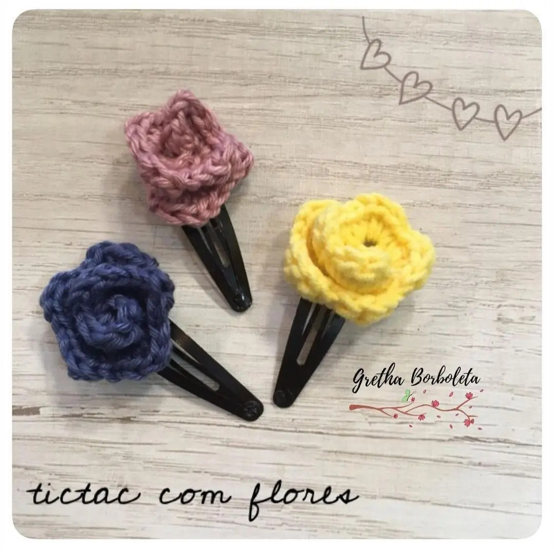 Hướng dẫn chi tiết cách móc len kẹp tóc hoa (tictac com flores) với các màu sắc pastel đẹp mắt