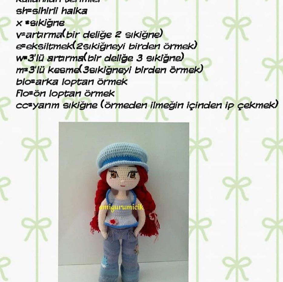 HƯỚNG DẪN MÓC BÚP BÊ CON GÁI TÓI ĐỎ QUẦN JEAN