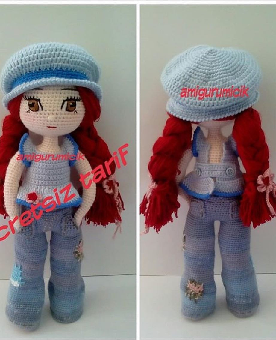 HƯỚNG DẪN MÓC BÚP BÊ CON GÁI TÓI ĐỎ QUẦN JEAN