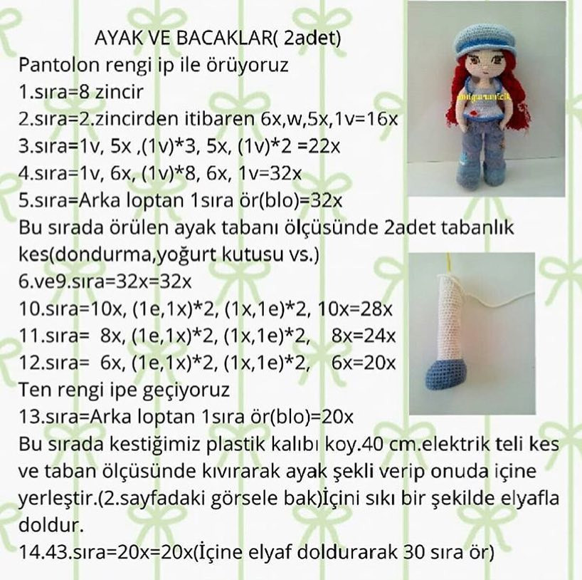 HƯỚNG DẪN MÓC BÚP BÊ CON GÁI TÓI ĐỎ QUẦN JEAN
