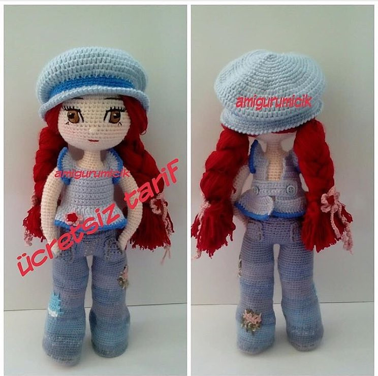 HƯỚNG DẪN MÓC BÚP BÊ CON GÁI TÓI ĐỎ QUẦN JEAN
