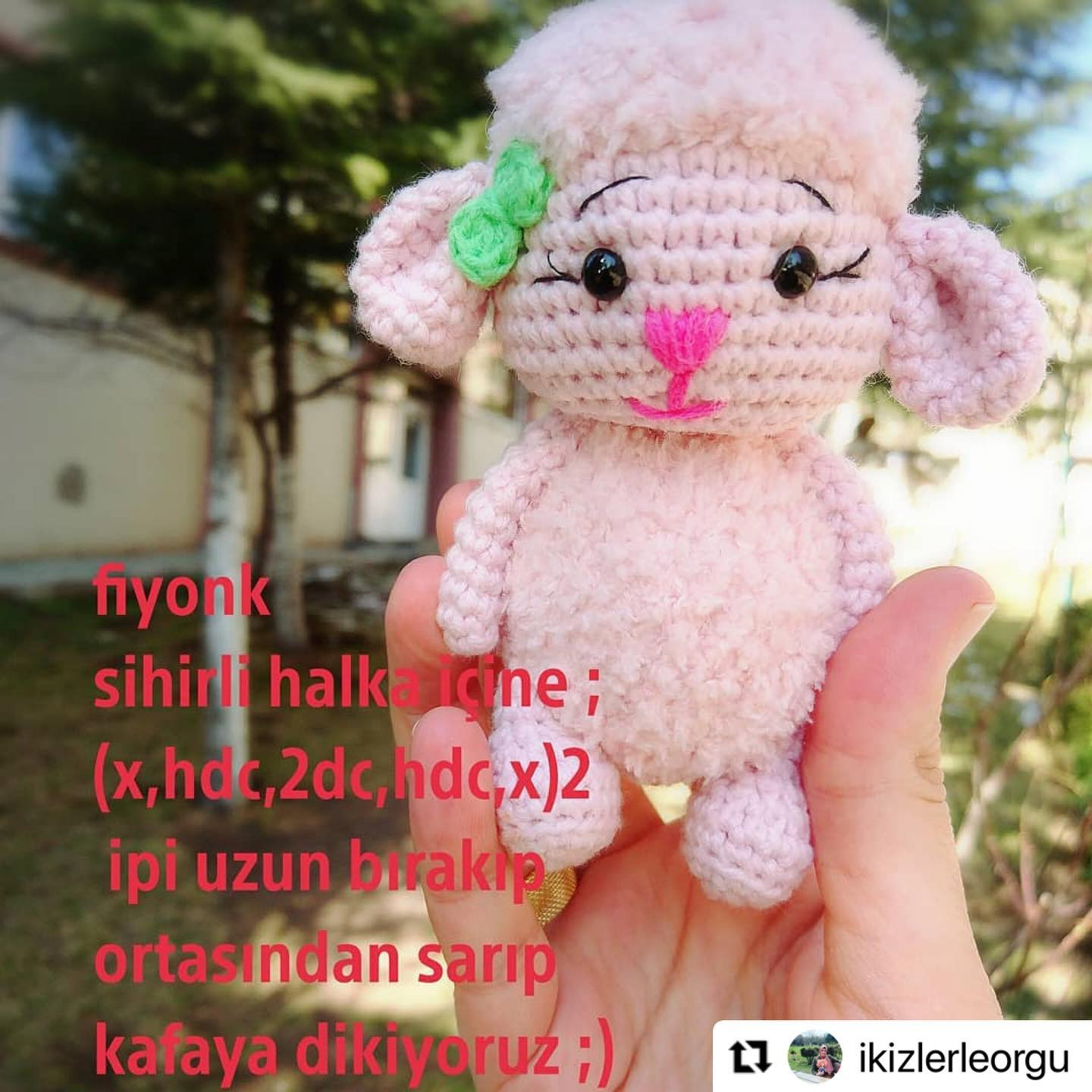 Hướng dẫn móc búp bê cừu Pamuk kuzucuk màu hồng dễ thương