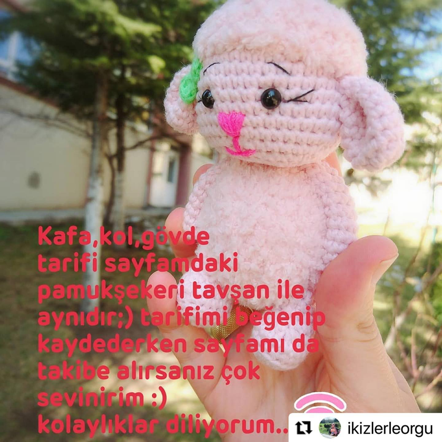 Hướng dẫn móc búp bê cừu Pamuk kuzucuk màu hồng dễ thương