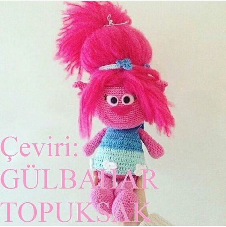 Hướng dẫn móc búp bê Poppy tóc hồng từ phim Trolls, chart chi tiết từng phần