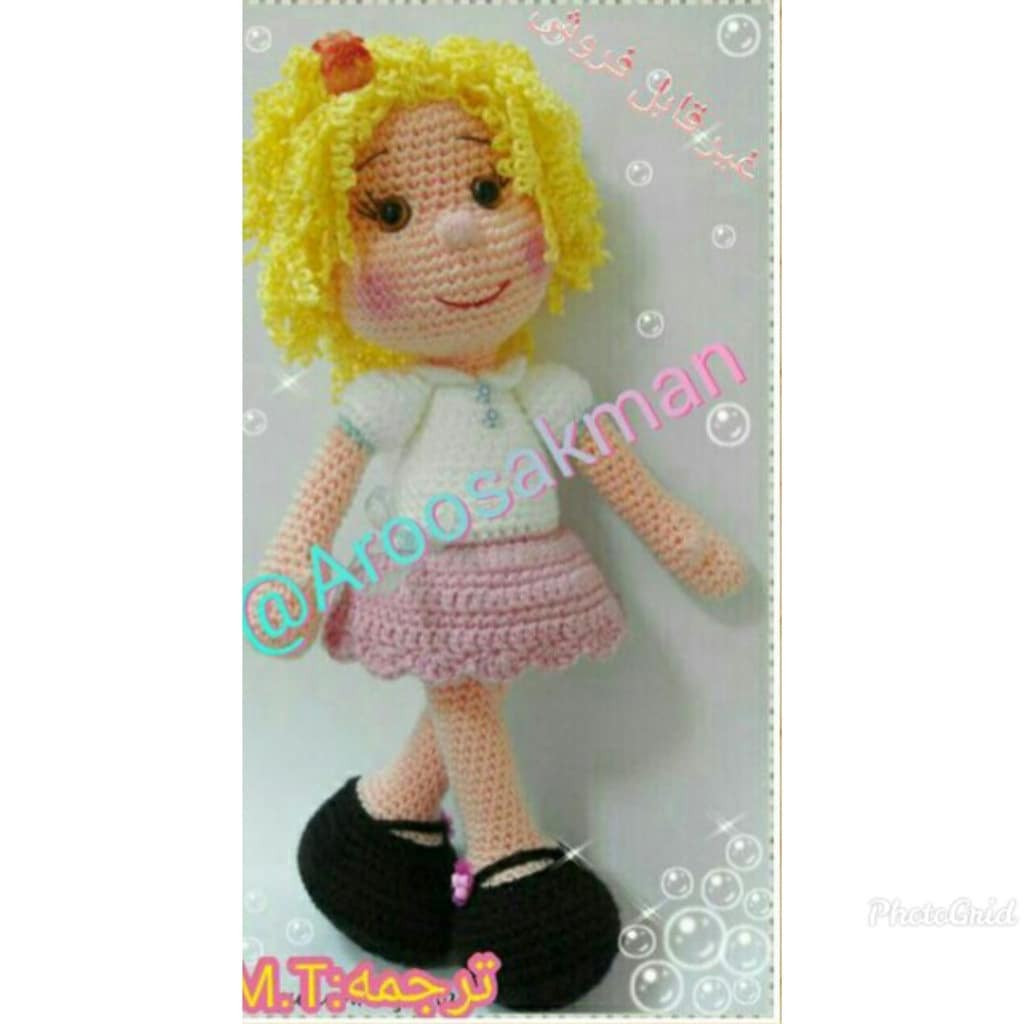 Hướng dẫn móc búp bê tóc vàng mặc váy hồng