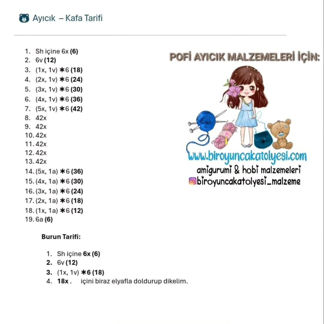 HƯỚNG DẪN MÓC GẤU BÔNG AYIÇIK POFI DÙNG SỢI ANA KUZUSU