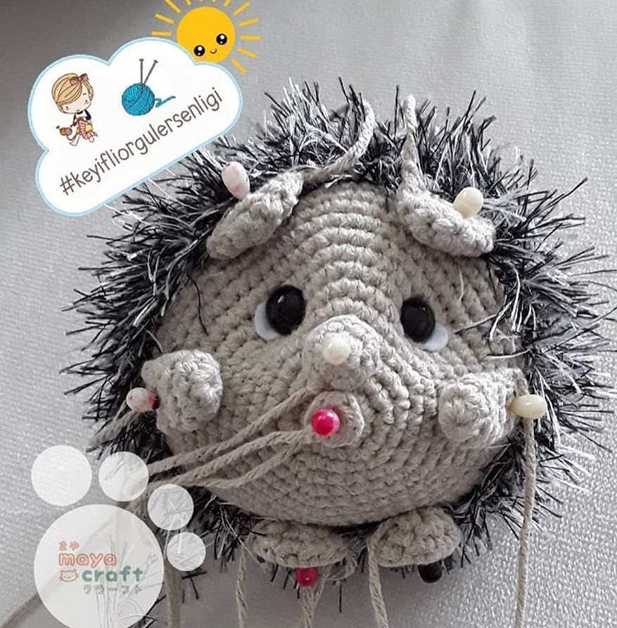 Hướng dẫn móc len búp bê nhím Mimi-chan với lông xù và mắt đen