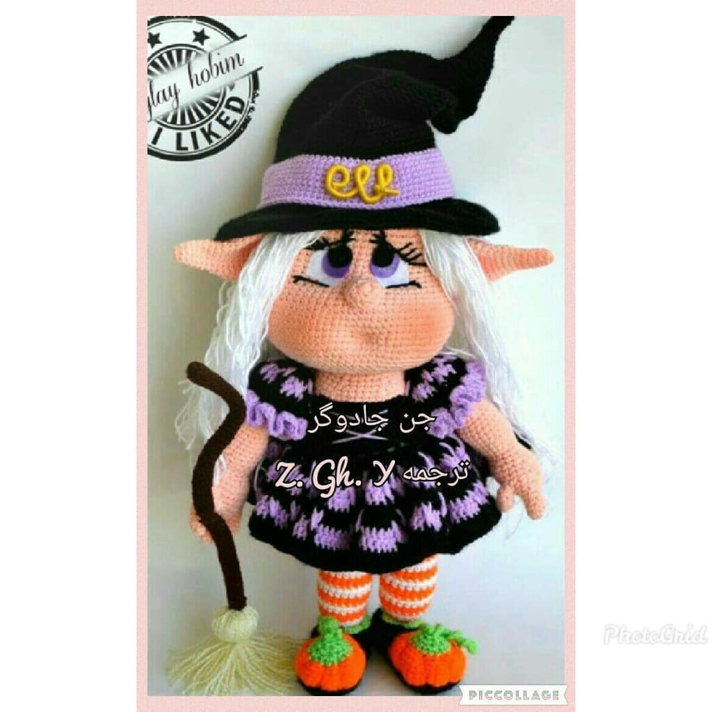 Hướng dẫn móc len búp bê phù thủy Halloween với mũ, váy và cây chổi