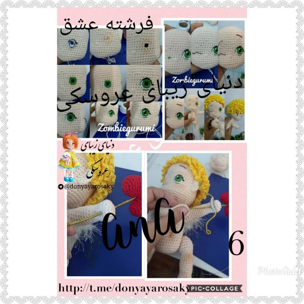 Hướng dẫn móc len búp bê thiên thần Cupid tóc vàng mắt xanh