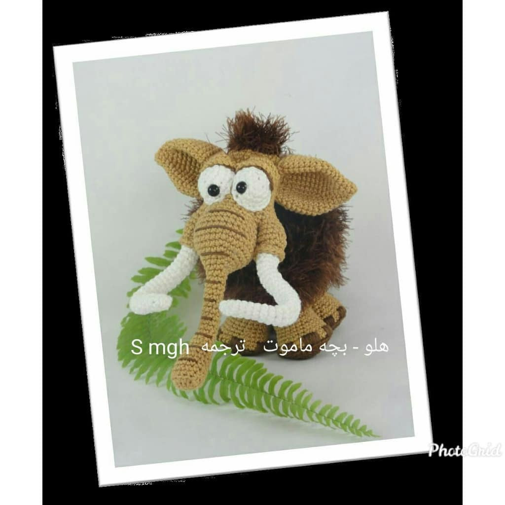 Hướng dẫn móc len búp bê voi mammoth màu nâu và trắng chi tiết từng bước