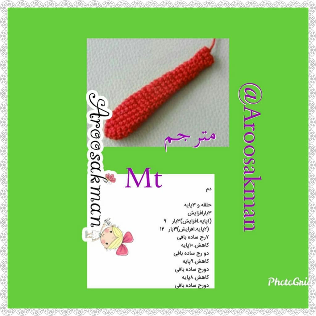 Hướng dẫn móc len chim vẹt amigurumi màu đỏ và xanh lá kèm bảng chart chi tiết