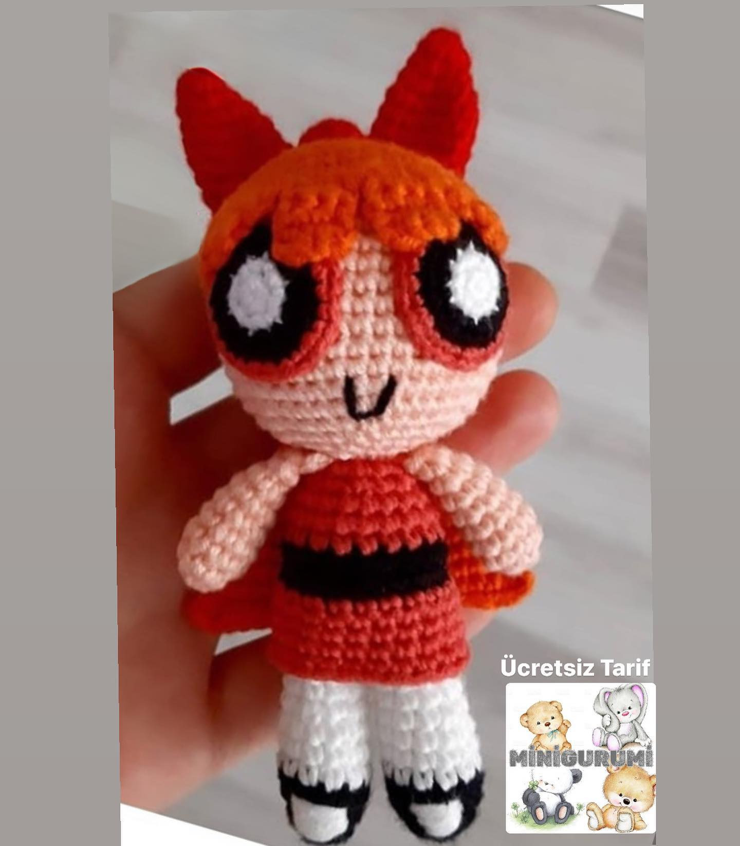 Hướng dẫn móc len nhân vật Blossom (Powerpuff Girls) - Mẫu Amigurumi chi tiết từng bước