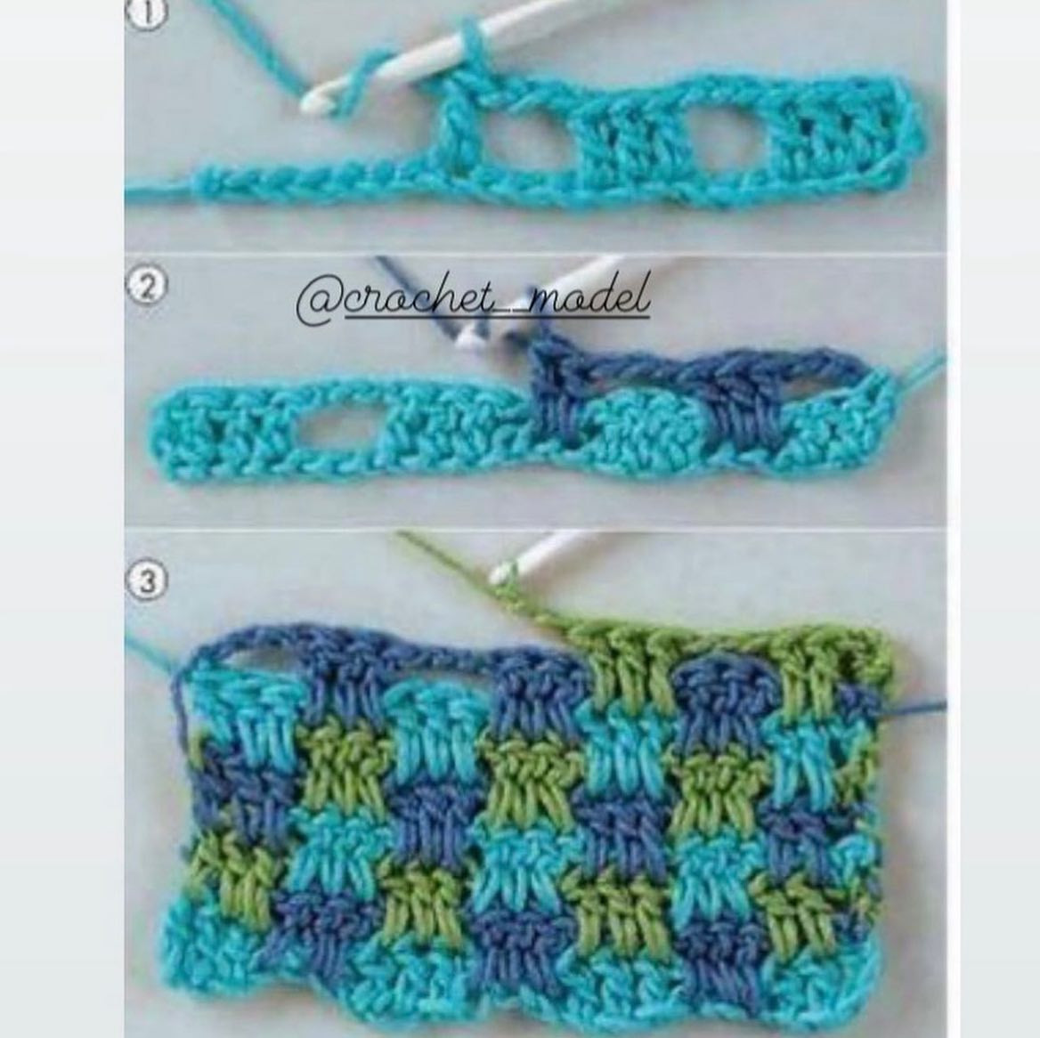 Ideh baft baraye shal mobl - Crochet flat chart for mobile phone cover with colorful patterns and step-by-step instructions