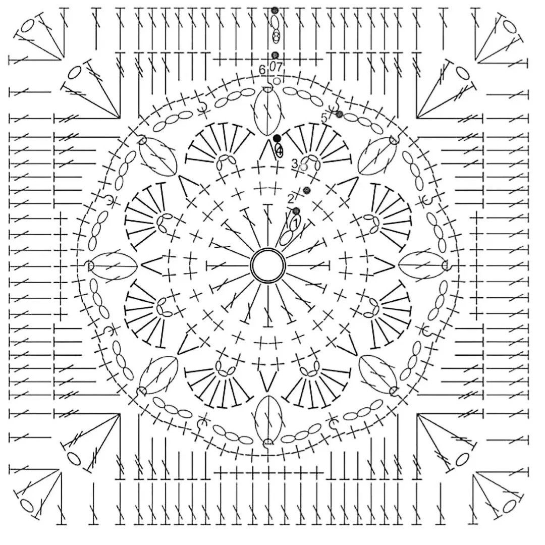 Intricate Vintage Crochet Square Charts with Floral and Geometric Patterns