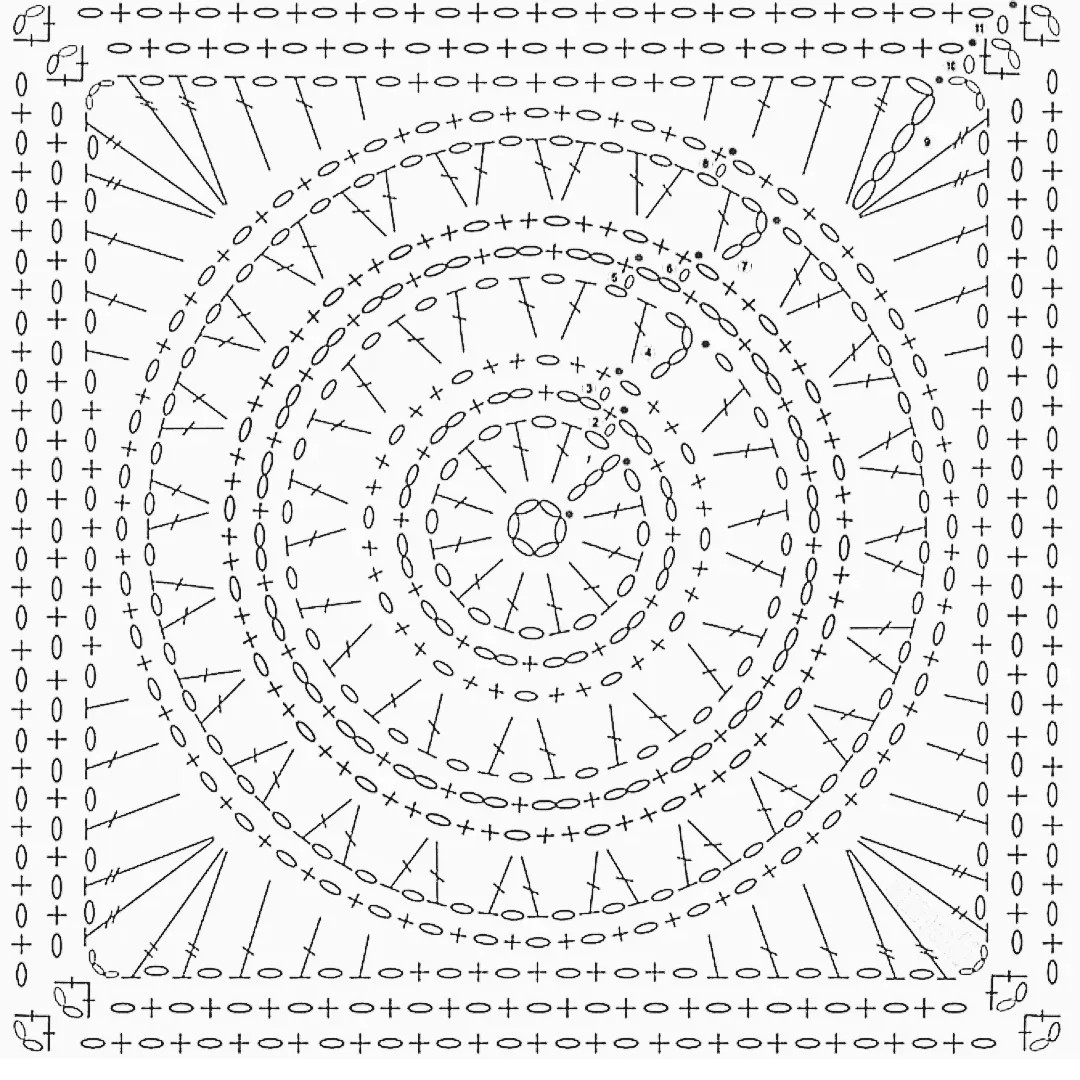 Intricate Vintage Crochet Square Charts with Floral and Geometric Patterns