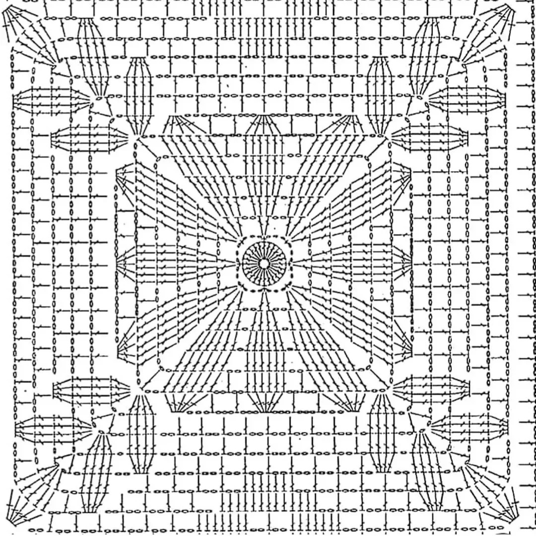 Intricate Vintage Crochet Square Charts with Floral and Geometric Patterns