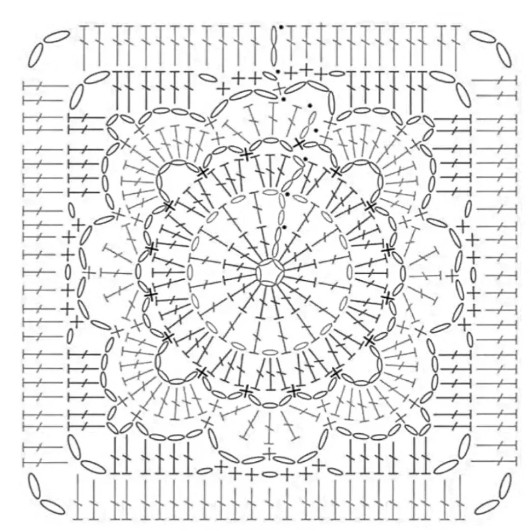 Intricate Vintage Crochet Square Charts with Floral and Geometric Patterns