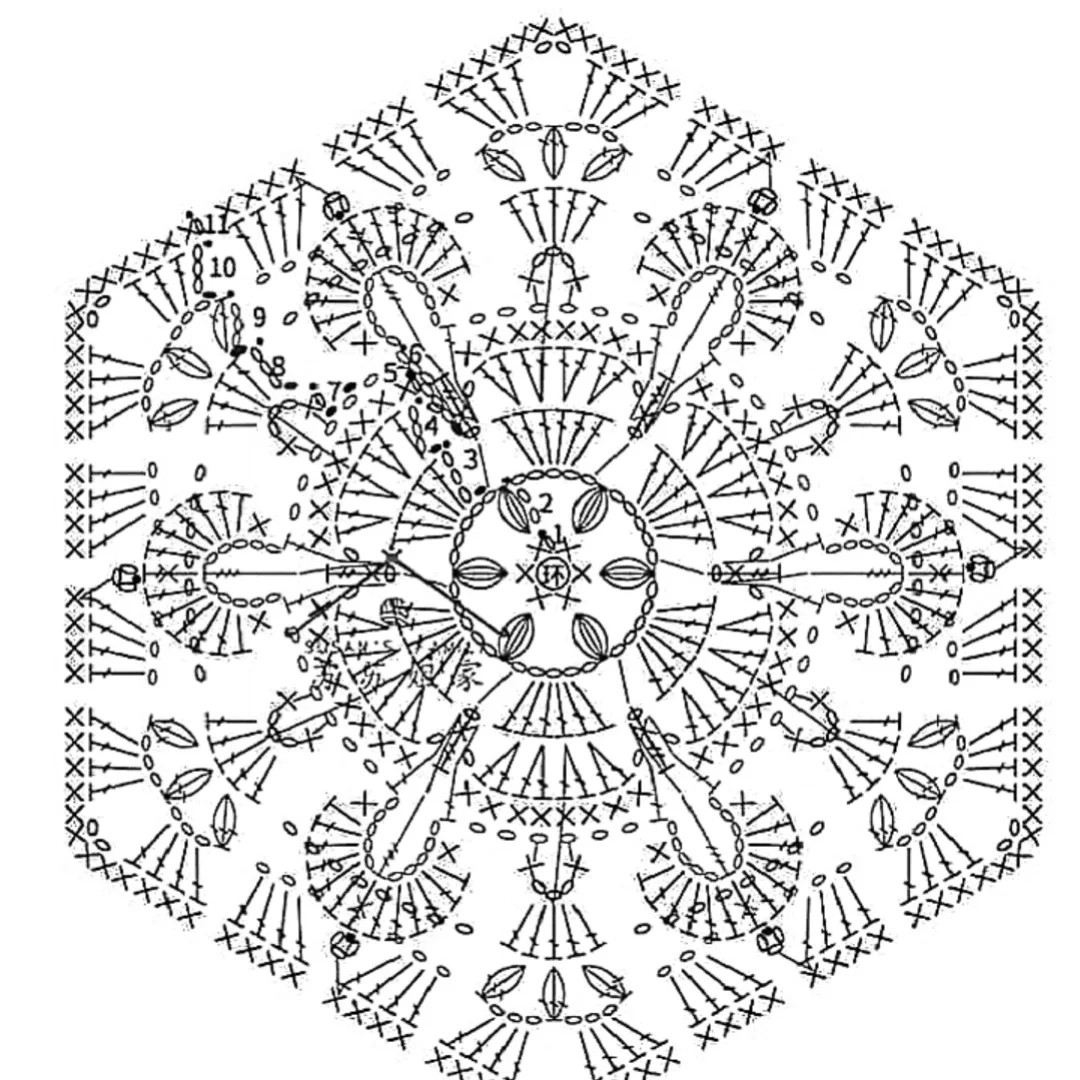 Intricate Vintage Crochet Square Charts with Floral and Geometric Patterns