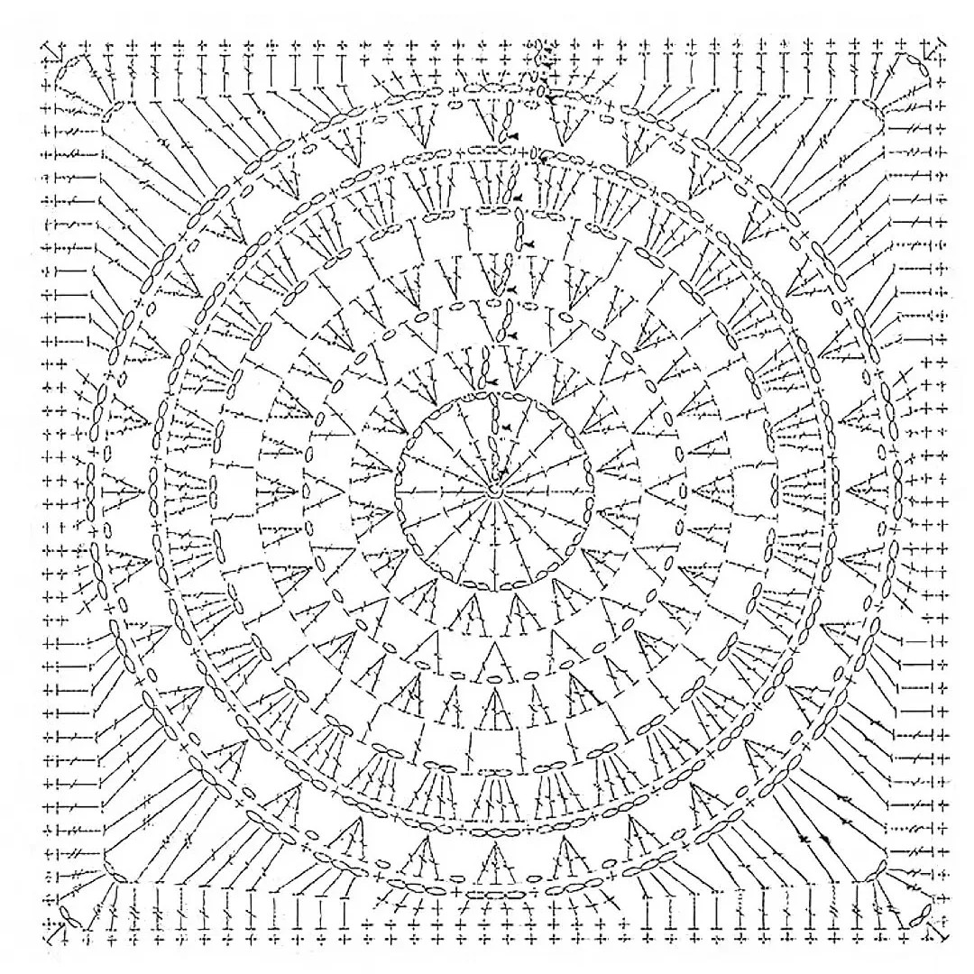 Intricate Vintage Crochet Square Charts with Floral and Geometric Patterns
