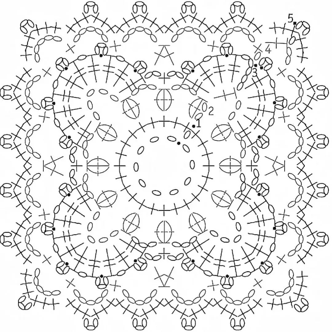 Intricate Vintage Crochet Square Charts with Floral and Geometric Patterns
