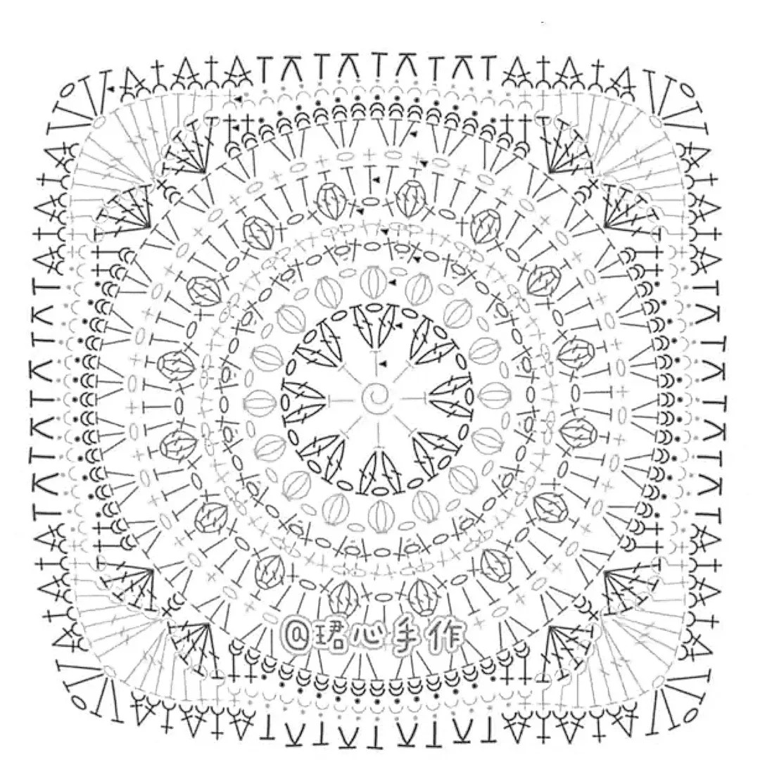 Intricate Vintage Crochet Square Charts with Floral and Geometric Patterns