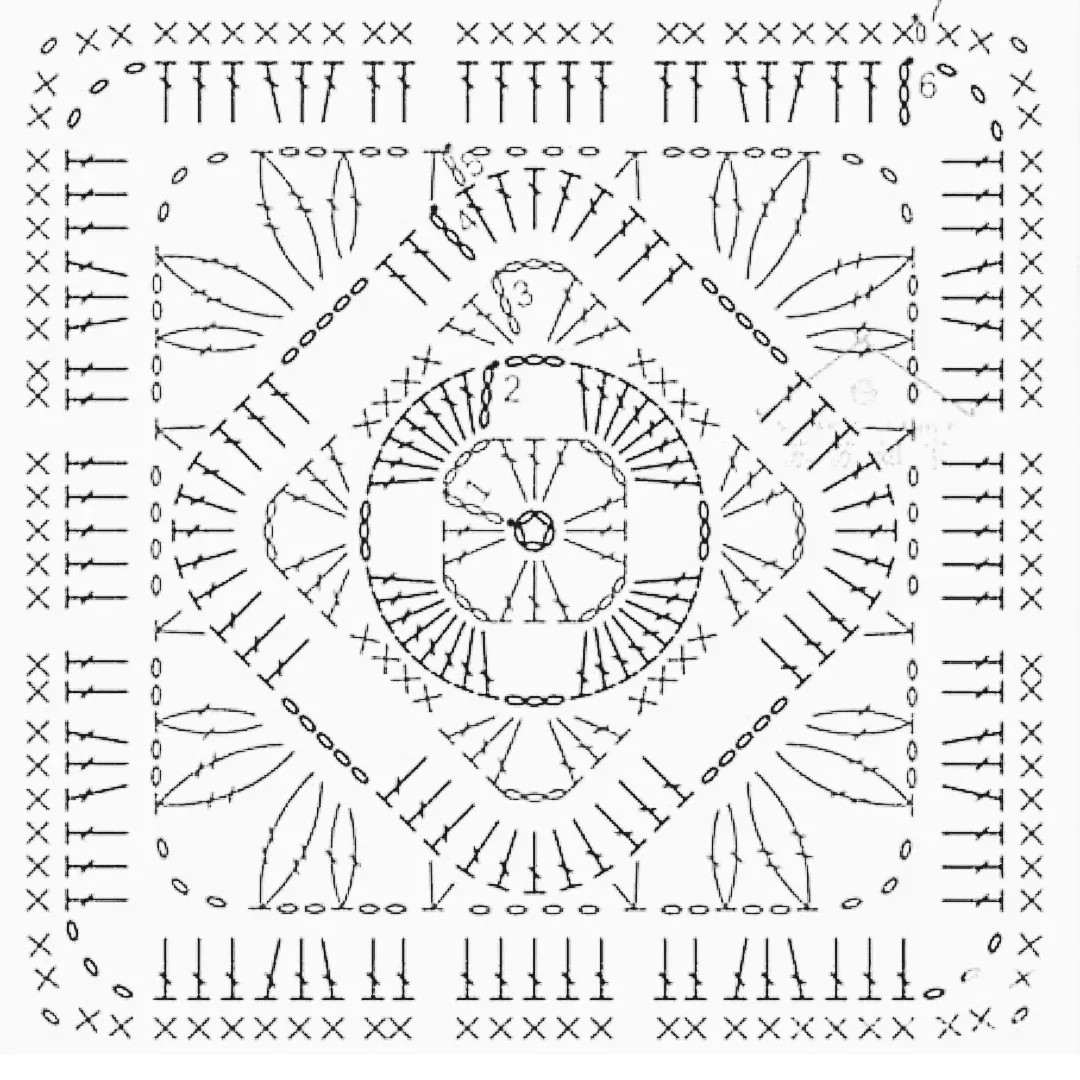 Intricate Vintage Crochet Square Charts with Floral and Geometric Patterns