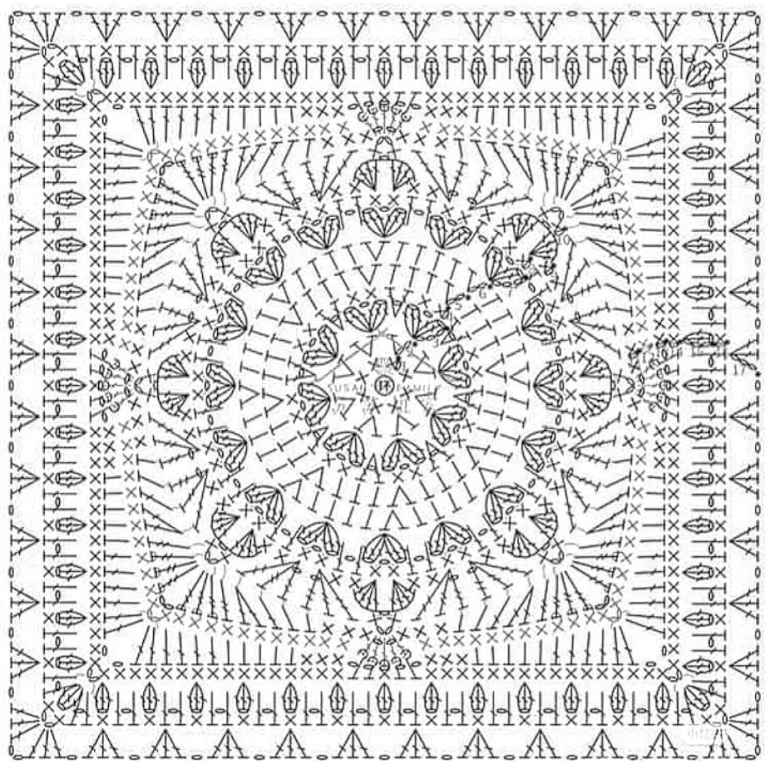 Intricate Vintage Crochet Square Charts with Floral and Geometric Patterns