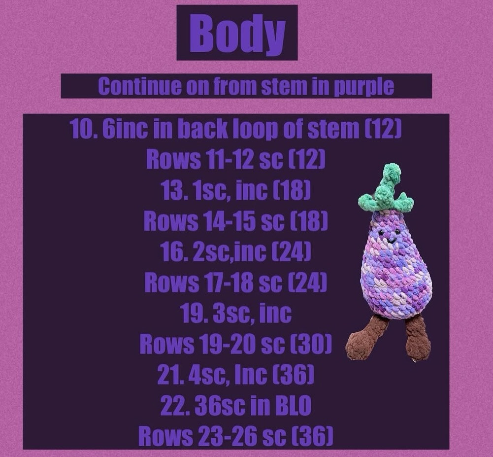 Jellycat Eggplant Crochet Free Pattern: Amigurumi Vegetable Doll Tutorial