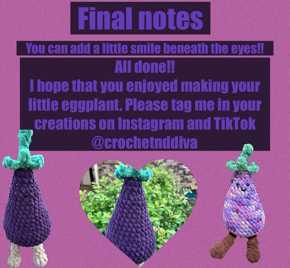 Jellycat Eggplant Crochet Free Pattern: Amigurumi Vegetable Doll Tutorial