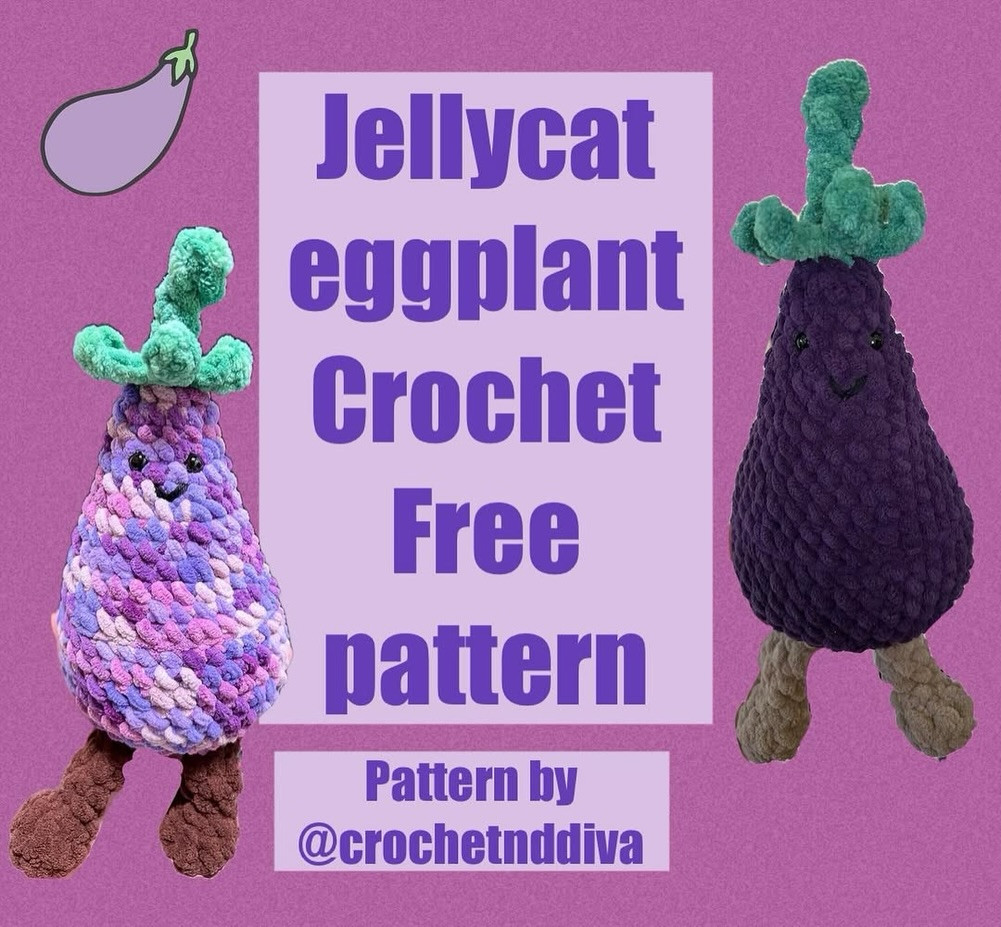 Jellycat Eggplant Crochet Free Pattern: Amigurumi Vegetable Doll Tutorial