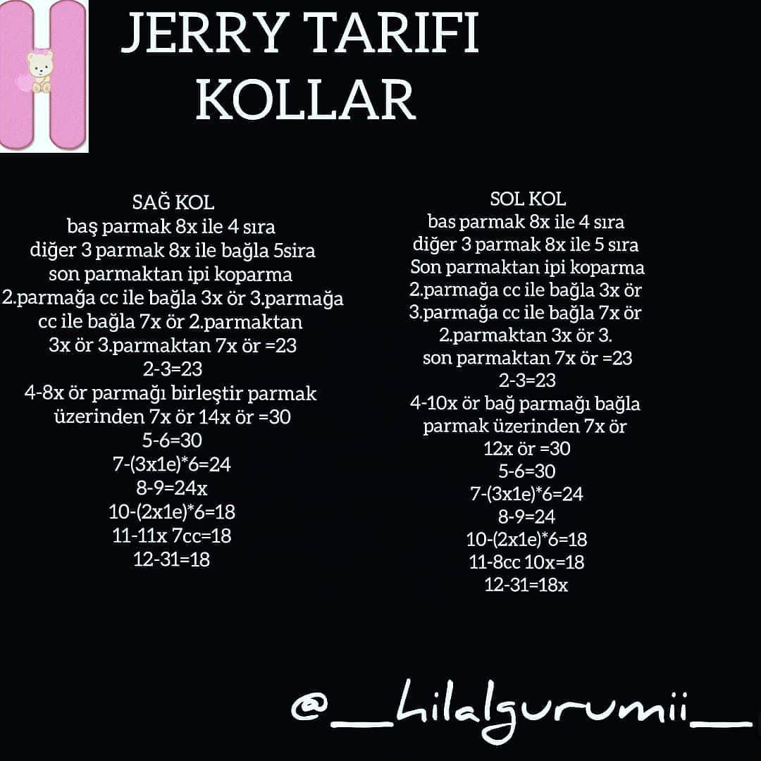 Jerry Tarifi - Amigurumi Jerry Mouse Crochet Pattern with Materials and Instructions