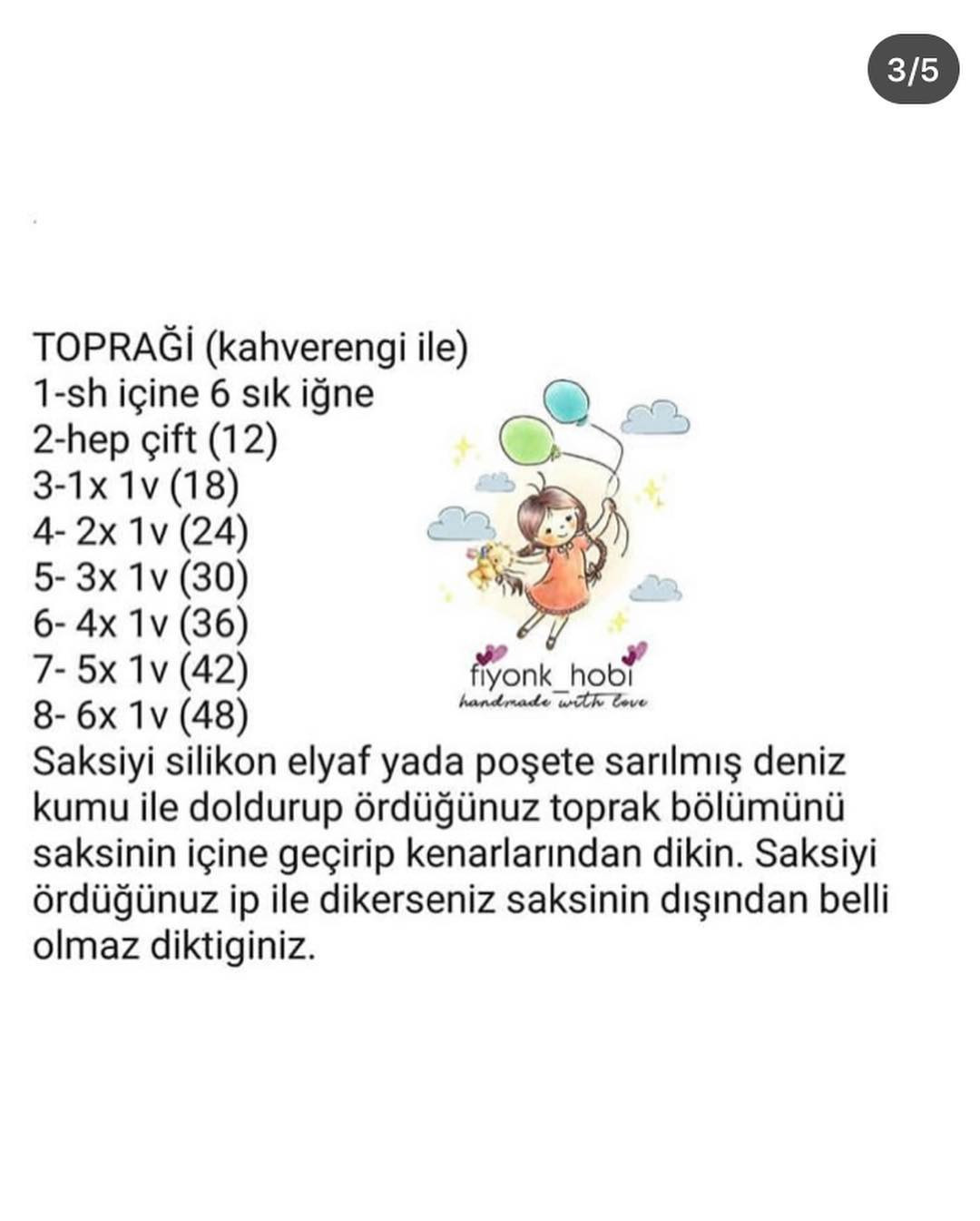 Kaktüs 5: Ücretsiz Manken Çiçekli Kaktüs ve Saksı Örgü Şeması