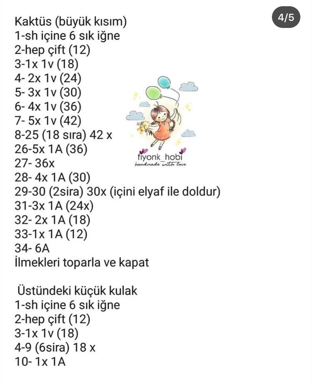 Kaktüs 5: Ücretsiz Manken Çiçekli Kaktüs ve Saksı Örgü Şeması