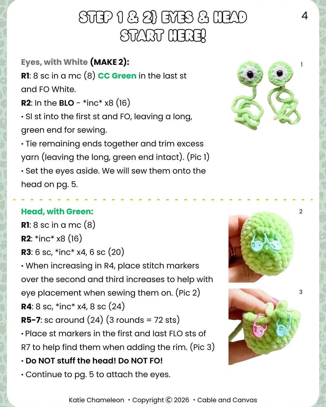 Katie Chameleon Pop Pattern by Cable + Canvas - Free Crochet Tutorial