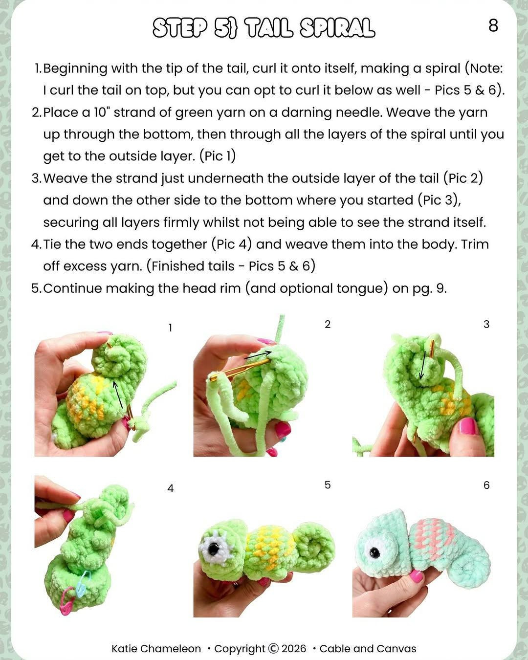 Katie Chameleon Pop Pattern by Cable + Canvas - Free Crochet Tutorial