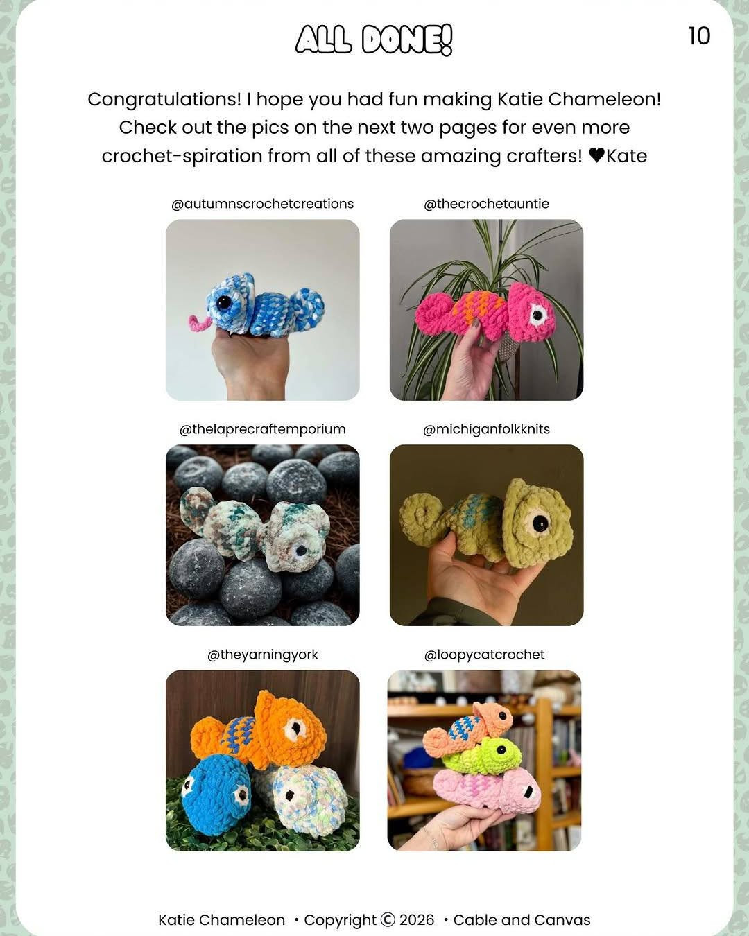 Katie Chameleon Pop Pattern by Cable + Canvas - Free Crochet Tutorial