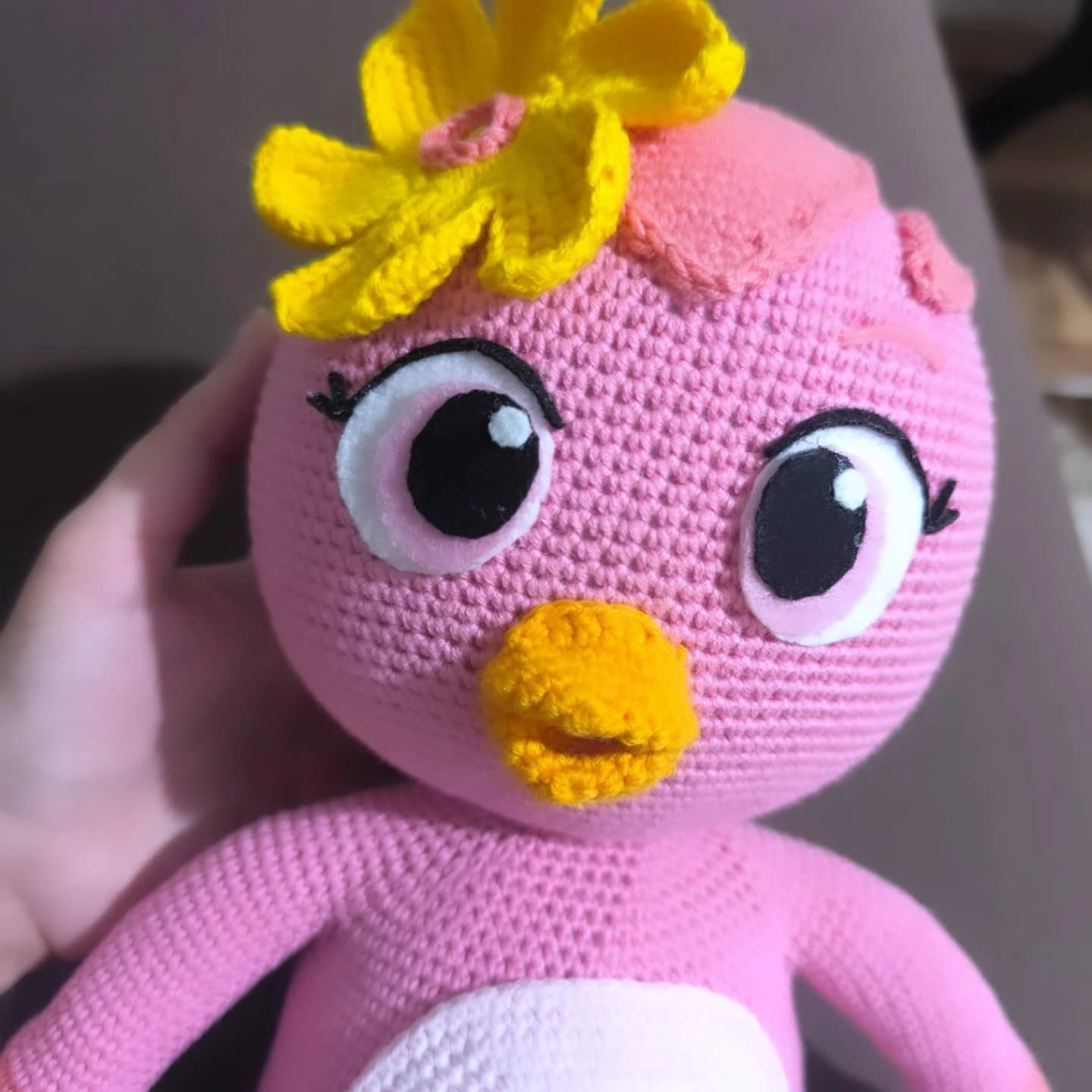Katuri Duri Amigurumi Pattern: Cute Pink Chicken Doll with Yellow Flower, Detailed Turkish Crochet Instructions